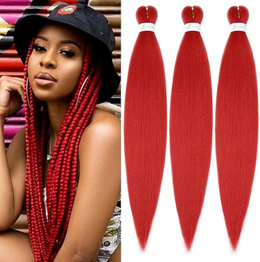 YDDM Braid Extensiones Braiding Hair Extensions 20 Pulgadas 3packs Rojo Pelo SintéTico Para Trenzas Extensiones Trenzas Africanas Extensiones Pelo Para Trenzas Africanas (20 Pulgadas, Red#)